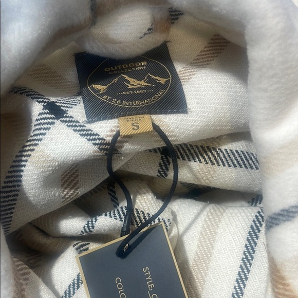 Cream and Black Utility Jacket with Stand-Up Collar small - Picture 6 of 7